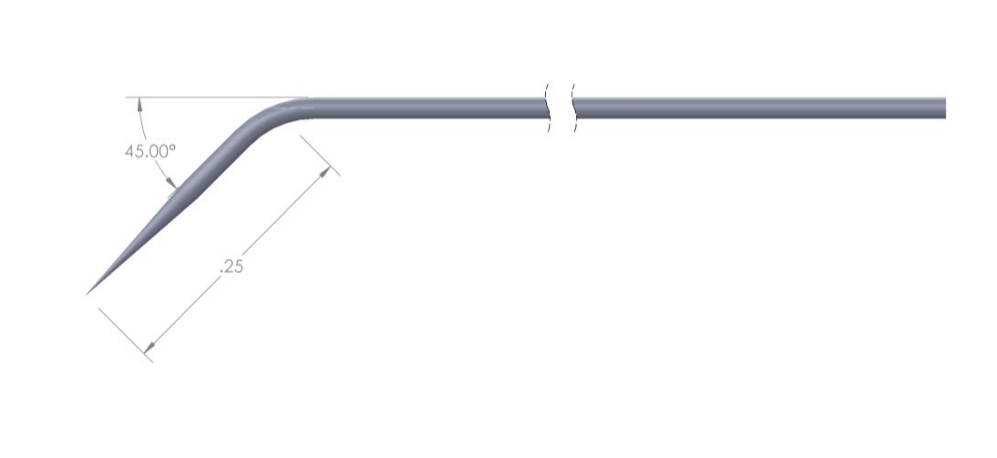 72T tungsten probe with 45 degree bend