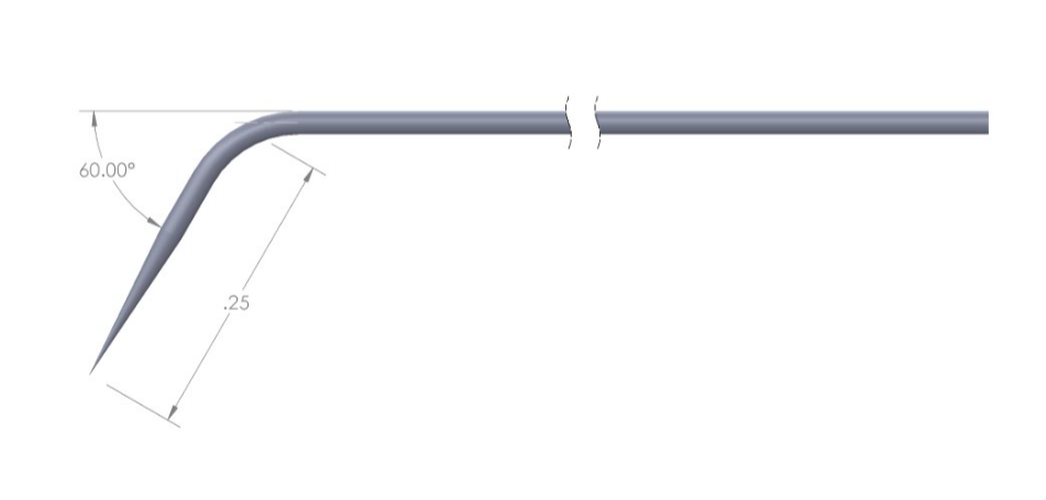 72T tungsten probe with 60 degree bend